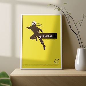 Cartel de arte impreso de anime - Personajes de manga de anime japonés, impresiones de manga de anime amarillo, cartel amarillo, impresiones de descarga digital de arte de pared