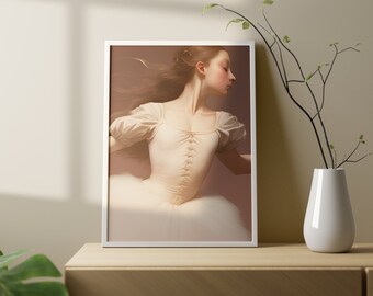 Vintage Ballerina Art Print – Watercolor Ballet Girl (Digital Download)