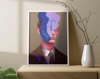 Abstract Male Portrait Print, Dapper Gentleman, Retro Man Cave Decor (Digital Download)