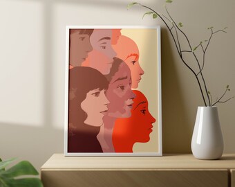 Abstract Faces Art Print – Minimalist Trendy Wall Decor (Digital Download)