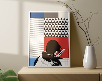 Japanese Anime Manga Art Print – Red Black Wall Decor (Digital Download)