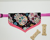 Sugar Skulls Dog Bandana, Calavera Pet Bandana, Dog Gift, Pet Clothing, Collar Scarves, Pet Gift, Dog Bib, No-tie Bandana, Pet birthday Gift