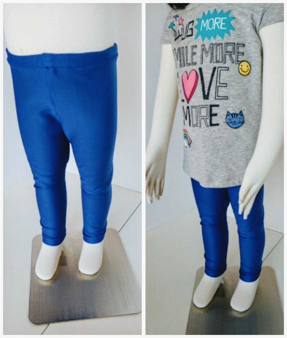 Royal Blue Leggings, Girl Leggings, Girl Bottoms, Stretchy Leggings