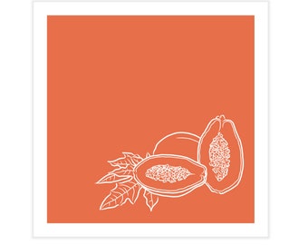 Papaya Artwork for Nursery or Kitchen (Orange) - Digital Download