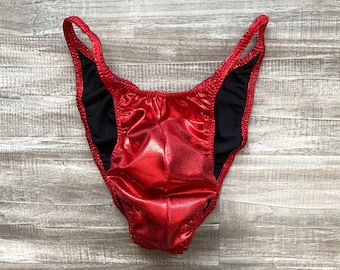 Calzoncillos para posar de culturismo personalizados para hombres - Brillo rojo - Troncos de competencia NPC, IFBB, OCB