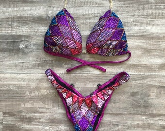 Competition Figure Suit Fuchsia Purple Diamond