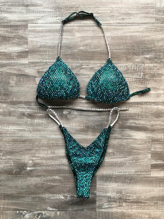 Competition Bikini Emerald Aqua Green Zircon