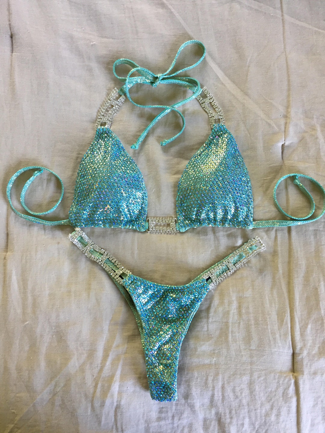 Competition Bikini Light Green Aqua / NPC IFBB OCB Etsy