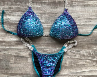 Competition Bikini Turquoise Purple Ombré