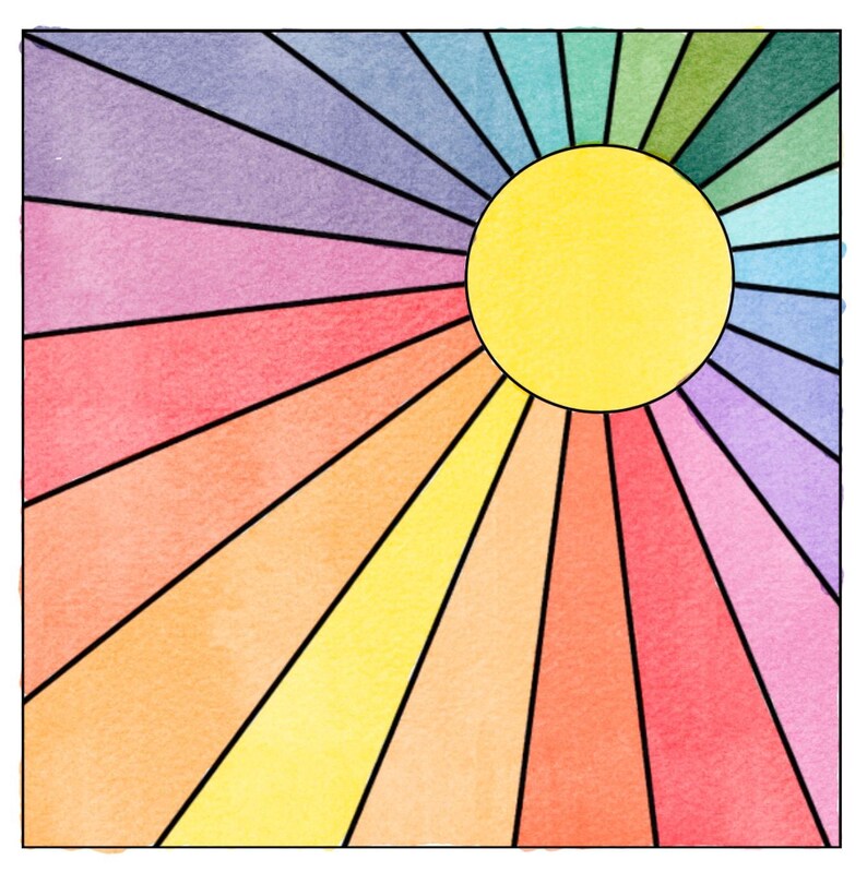 Kinusaiga SUNBURST Craft Pattern, No Sew Fabric Mosaic Template, Digital Download image 9