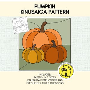 Pumpkins Kinusaiga Craft Pattern, No Sew Fabric Mosaic Template, Digital Download Art Project