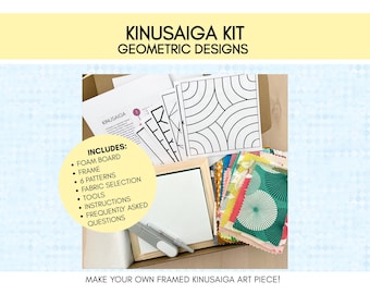 Geometric Designs Kinusaiga Craft Kit – No-Sew Fabric Tucking Art, DIY Textile Wall Art, Beginner Friendly Craft Project