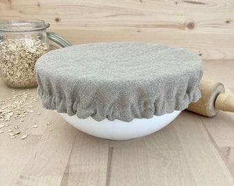 Reusable Natural Linen and Cotton Bowl Cover, Reversible Dish Cover, Sourdough and Kombucha Cover, Banneton Cover