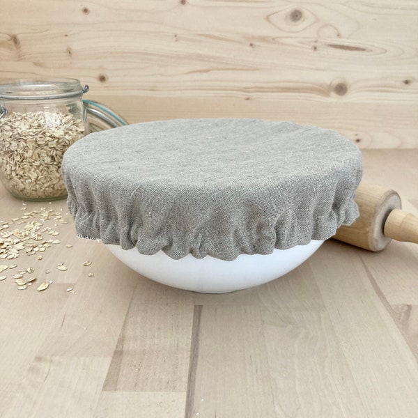 Reusable Natural Linen and Cotton Bowl Cover, Reversible Dish Cover, Sourdough and Kombucha Cover, Banneton Cover