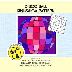 Disco Ball Kinusaiga Craft Pattern, No Sew Fabric Quilting Mosaic Template, Digital Download