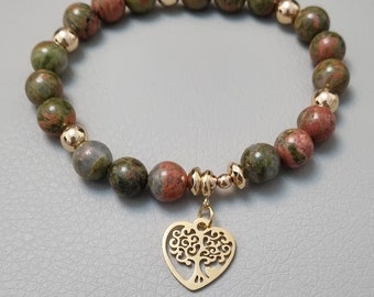 Bracelet Unakite ,guérison des douleurs du passé