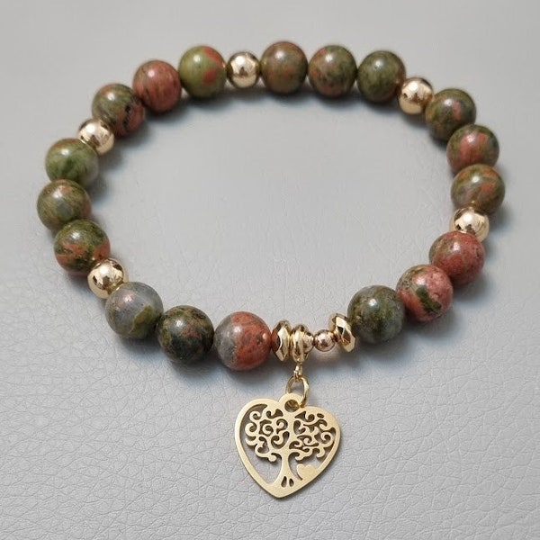 Bracelet Unakite ,guérison des douleurs du passé