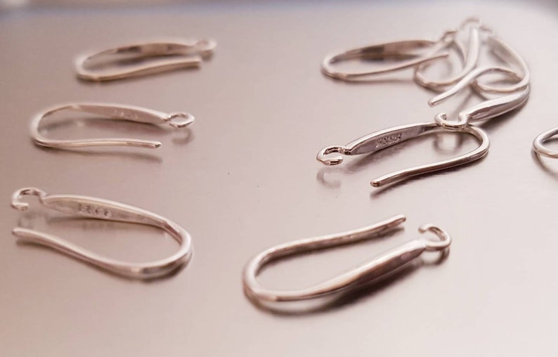 Hooks, silver earring fasteners set of 10 5 pairs. Hallmark image 3