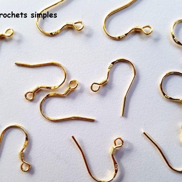 Crochets ,attaches  pour boucles d'oreilles , dorées à l'or fin