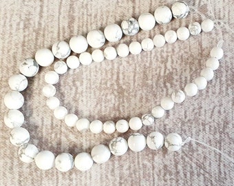 Perles Howlite naturelle , 6 ou 8 mm