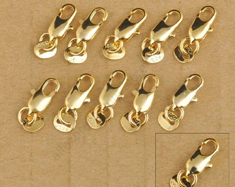Silberne oder vergoldete Karabiner mit Ringen (Punze) x10