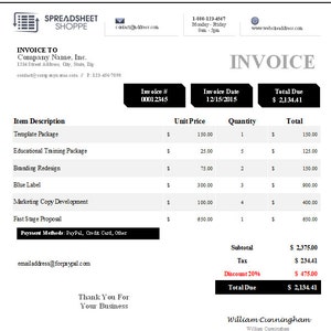 Premium Invoice Template - Denali Collection (Black)