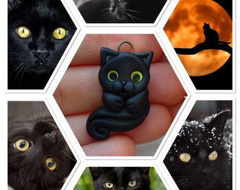 Black CAT pendant / ajustable necklace / perfect gift for Halloween