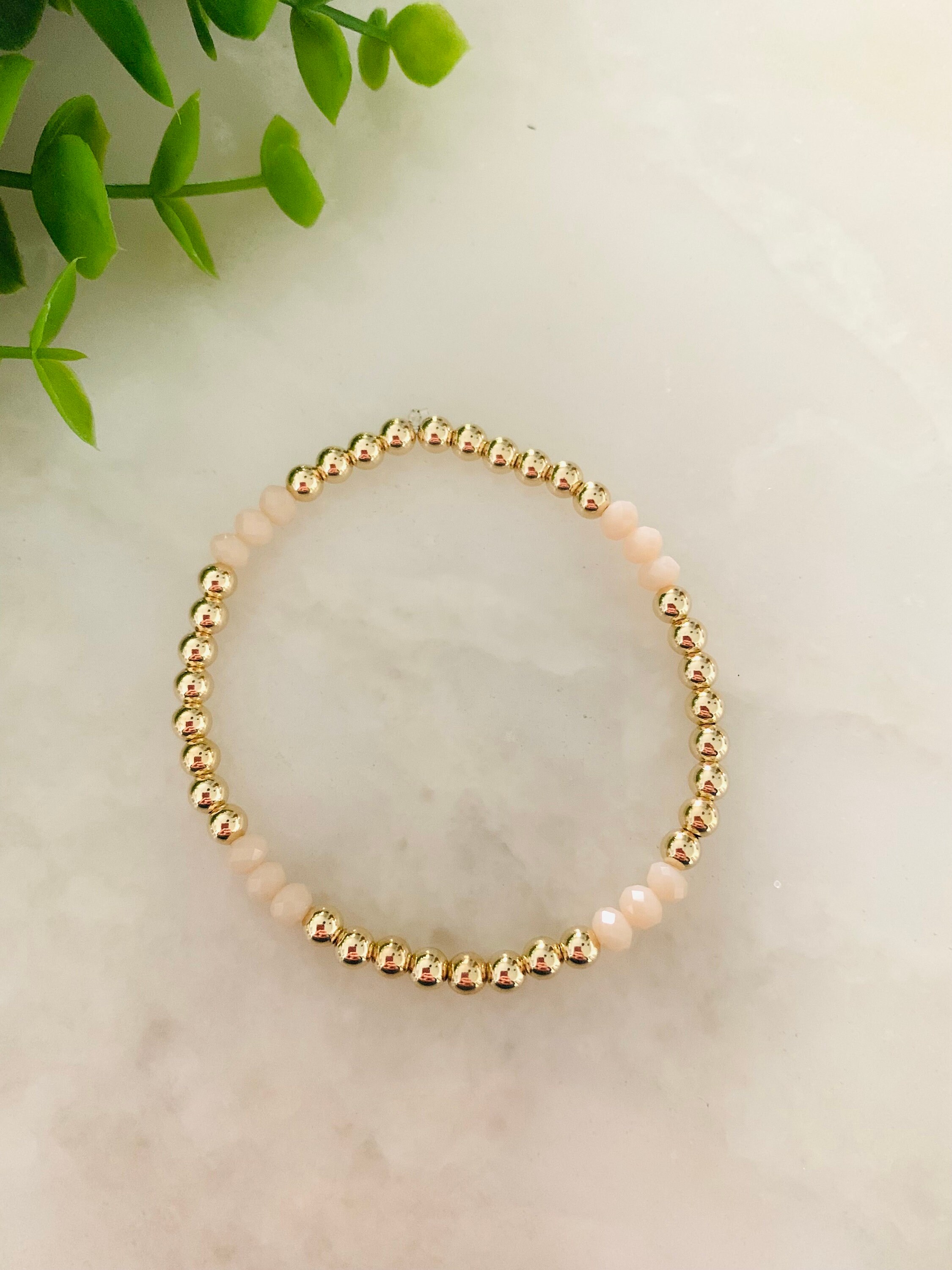 Blush Stack Dainty Personalized Name Bracelet + Layering Bead Bracelets ...