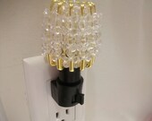 Beautiful Night Light quot Handmade Shade quot Black Manual On Off Switch, Brass Gold or Silver Safety Pins, Night Light for any Room, Plug In
