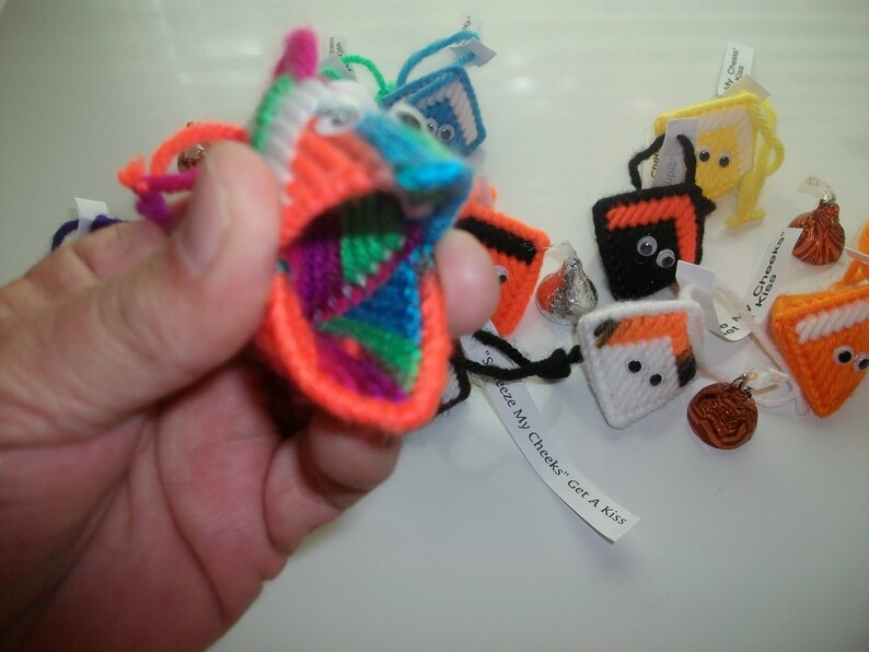 Party Favors 24 ct. Assorted Colors Halloween Handouts CLEARANCE Halloween Squeeze My Cheeks get a Kiss Handmade Candy Kiss Holder