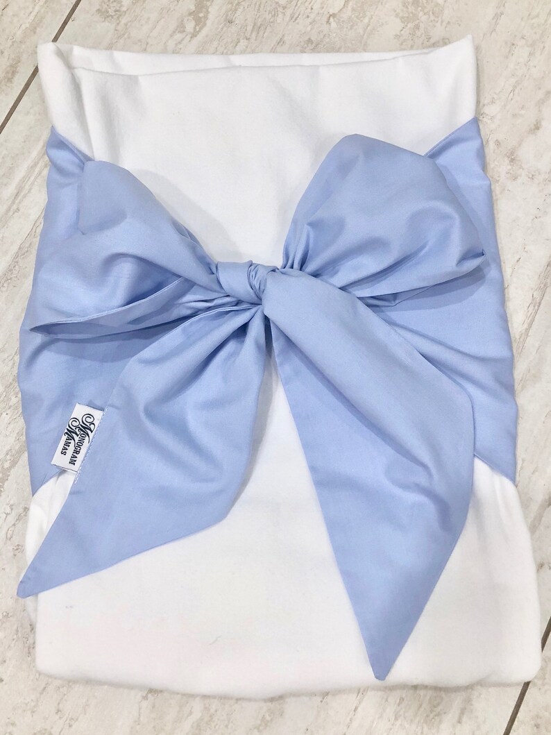 Swaddle Blanket Bow Swaddle Seersucker Monogrammed Bow Etsy