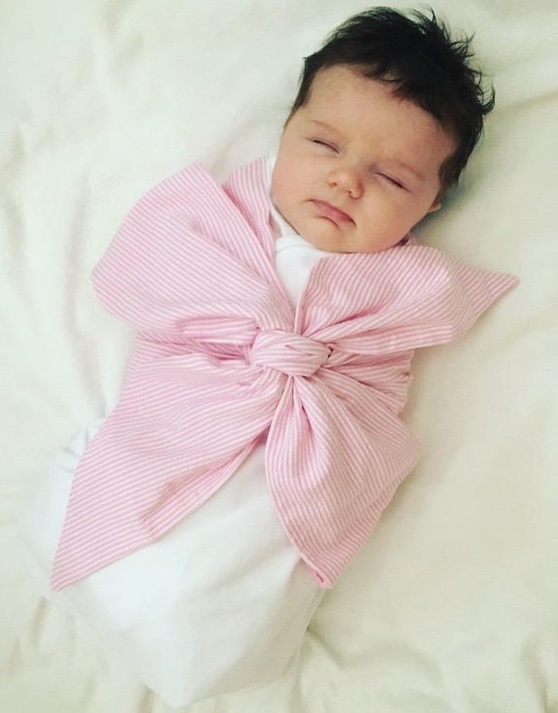 Swaddle Blanket Bow Swaddle Seersucker Monogrammed Bow Etsy
