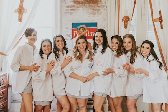 getting ready bridesmaid shirts