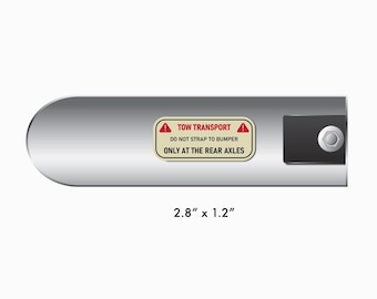 Tow strap caution decal