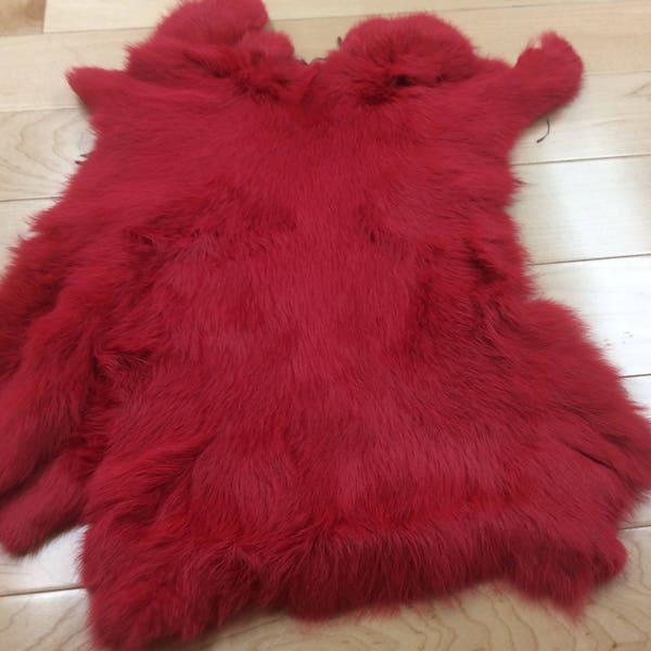 Tanned RED RABBIT SKIN Hide Fur Pelt Craft Fly Tying