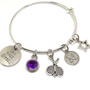 Personalized Tennis Bracelet, Live Your Dream Tennis Charm Bracelet, Tennis Jewelry, Tennis Gift, Tennis Charm, Tennis Coach