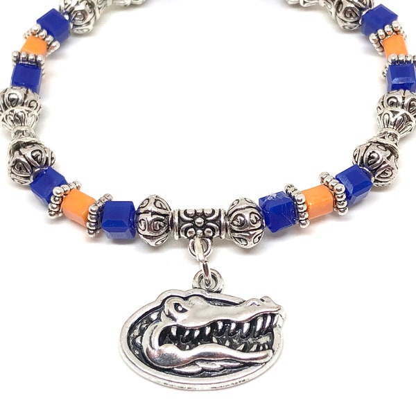 Gators Bracelet, Florida Gators, Gators Jewelry, Gators Gift, Gators Football, U of F, University of Florida, stretch bracelet