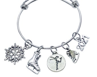 2023 Figure Skating Bracelet, Ice Skating, Figure Skating Charm Bracelet, Figure Skating Jewelry, Figure Skater Gift, Figure Skater Charm