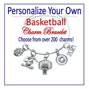 CREATE YOUR OWN Basketball Bracelet, Basketball Charm Bracelet, Basketball Jewelry, Basketball Mom, Basketball Gift, Basketball Coach