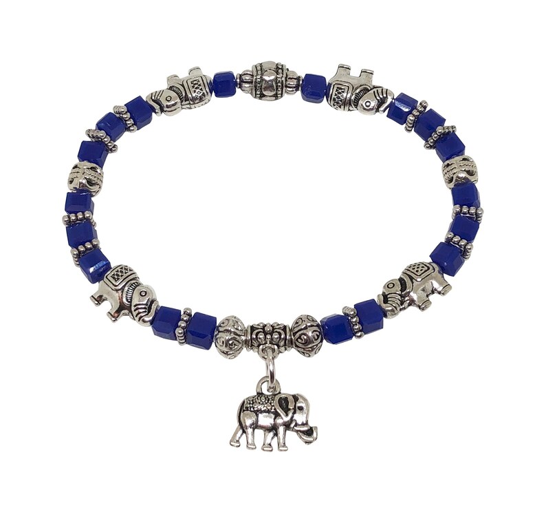 Elephant Bracelet 8 COLORS, BLUE Elephant, Elephant Jewelry, Elephant Charm, Strength Symbol