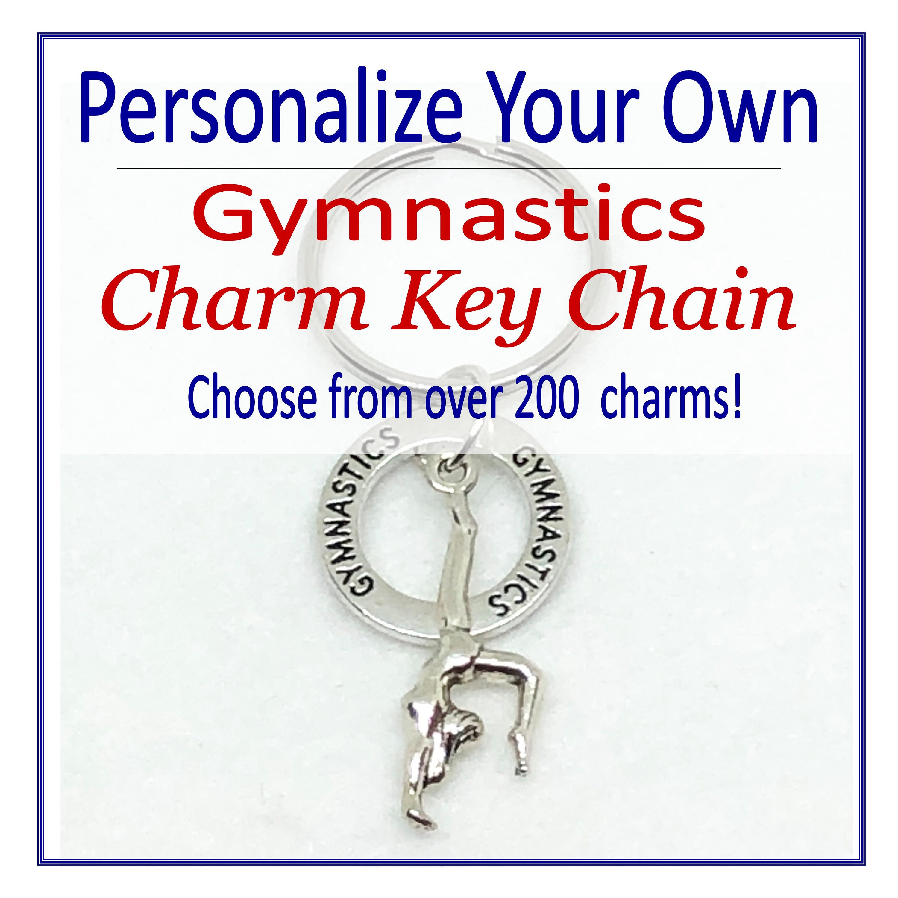 CREATE YOUR OWN Gymnastics Keychain, Gymnastics Charm Key Chain