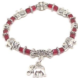 Elephant Bracelet 8 COLORS, Elephant Jewelry, Strength Symbol, Wisdom Symbol, Elephant Charm Stretch Bracelet