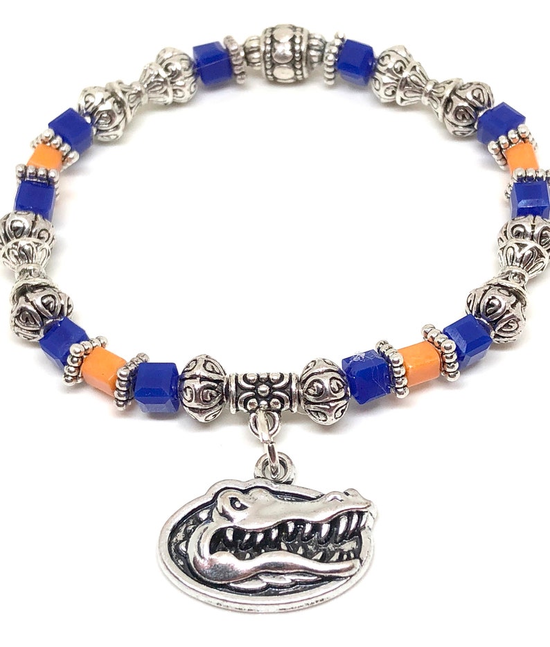 Florida Gators European Charm Bracelet – Orange & Blue Team Logo