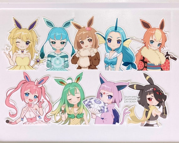 Eevee evolution pastel stickers, Eevee evolutions