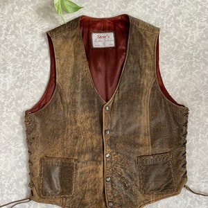 Vintage 80s Leather Vest image 1