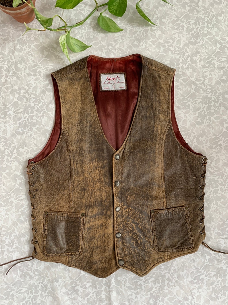 Vintage 80s Leather Vest image 1