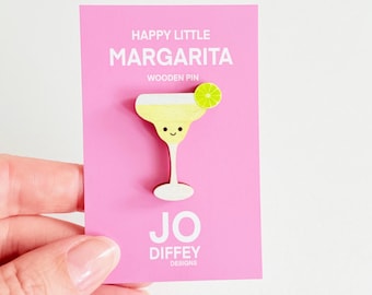 Happy Little Margarita Wooden Pin Badge