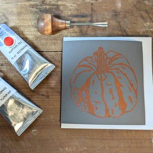 Sweet Dumpling Pumpkin hand printed card