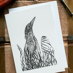 Bittern Blank Linoldruck Design Grußkarte