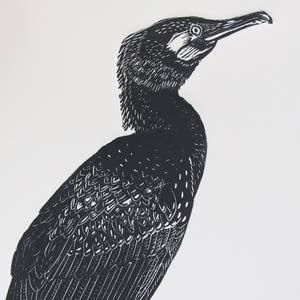 Cormorant Original Linoprint image 3